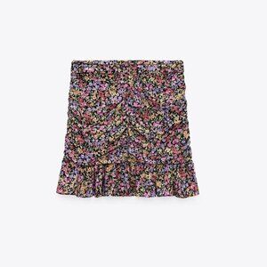 ZARA draped floral mini skirt M